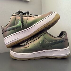 Nike Air Force 1 Upstep Low, Shine Women’s 8.5 Green/purple dynamic colors